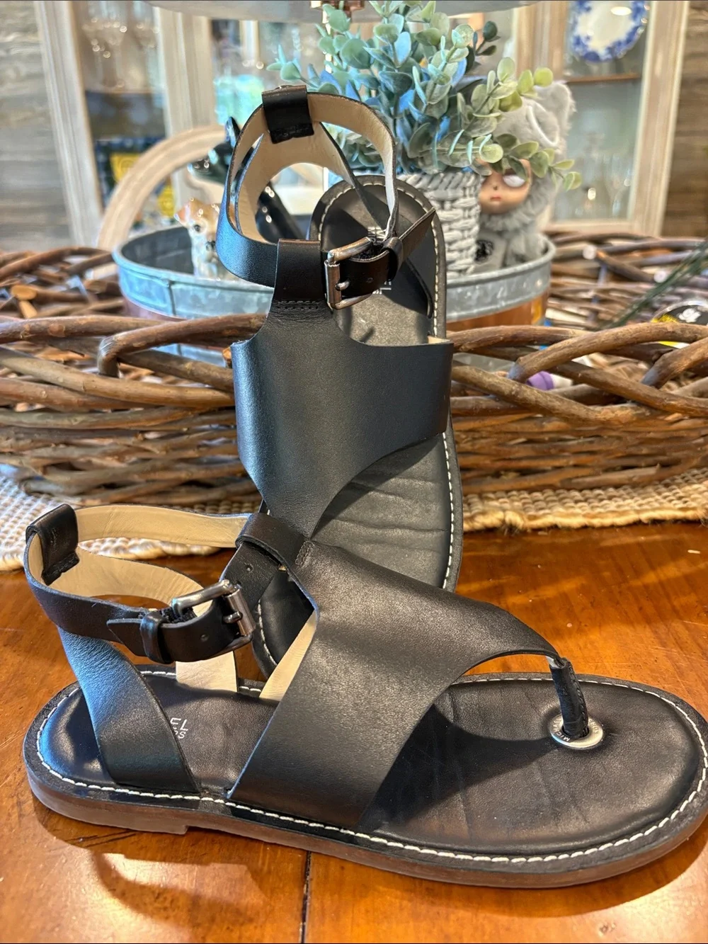 Michael Kors Black Leather Sandals